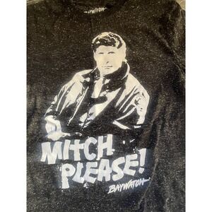 Gray Vintage Baywatch "Mitch" David Hasslehoff Raised Graphic Tee Shirt Size S